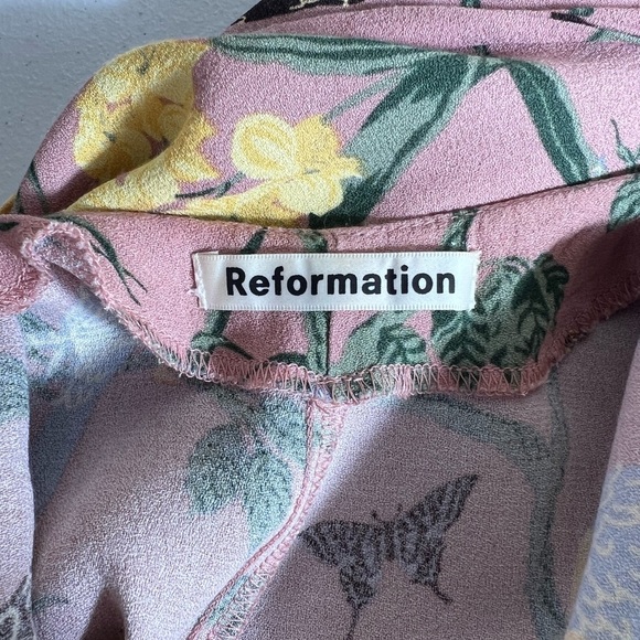 REFORMATION Jade in Pink Conga Tropical Print Midi Dress Size M - Picture 4 of 8